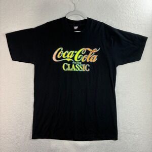 Vintage Coca Cola T Shirt Men XL Black Classic Cotton Retro Soda 90s USA Graphic